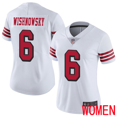 San Francisco 49ers Limited White Women Mitch Wishnowsky NFL Jersey #6 Rush Vapor Untouchable->youth nfl jersey->Youth Jersey
